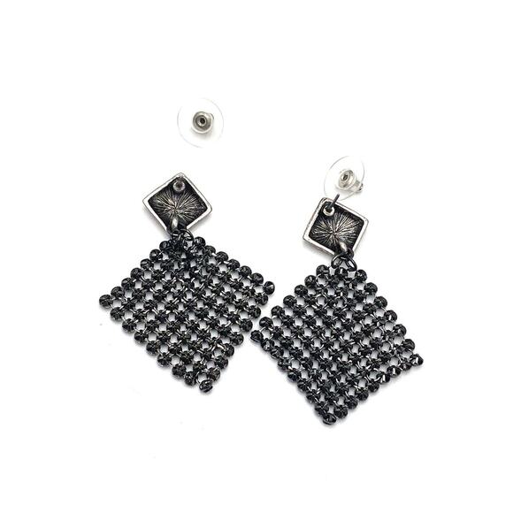 PARK LANE MESH Earrings Dangles Gun Metal Silver Tone New Old Stock Vintage - Picture 2 of 8